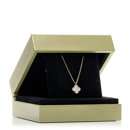Van Cleef & Arpels 18K Yellow Gold Mother of Pearl Sweet Alhambra Pendant Necklace 5 of 5