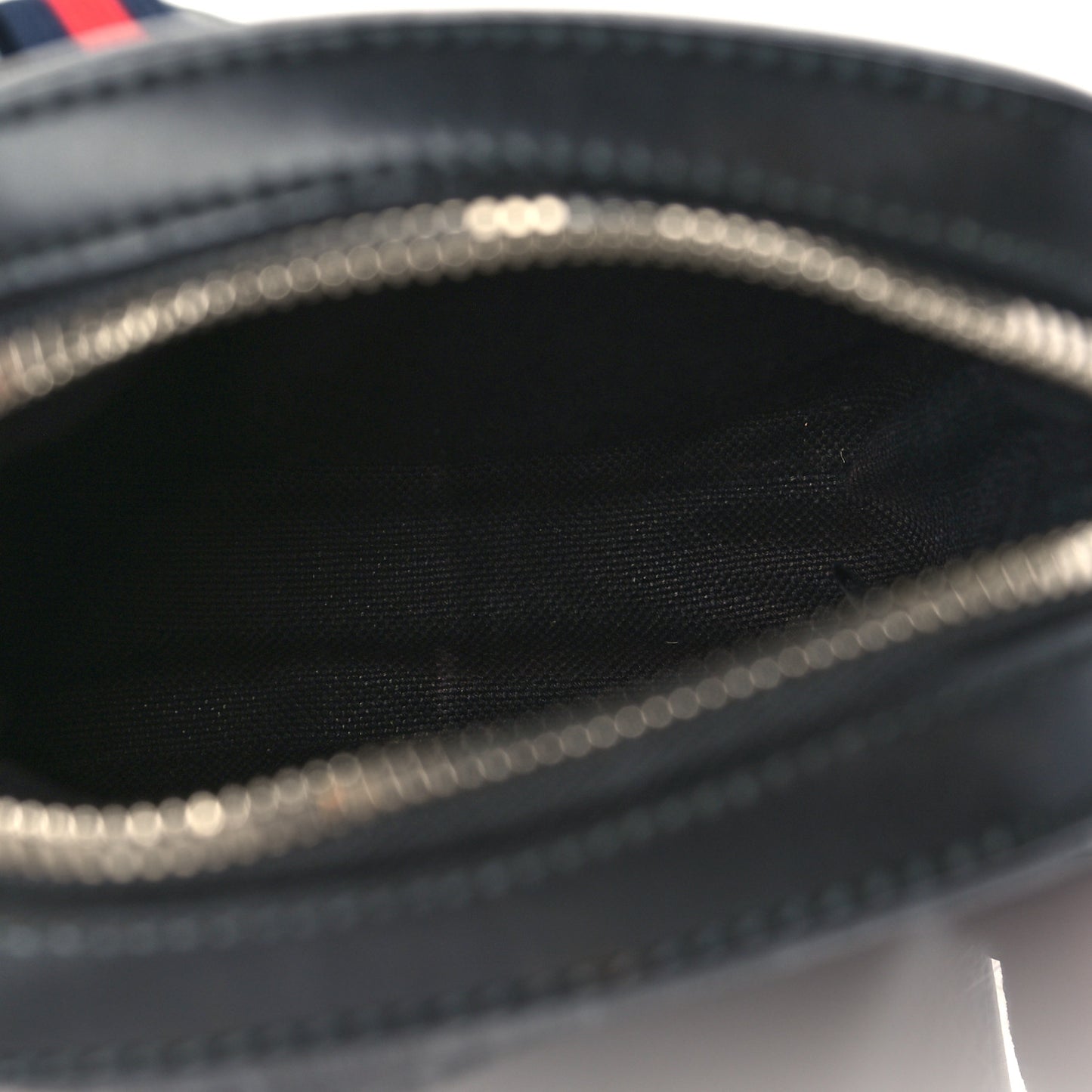 GG Supreme Monogram Appia Calfskin Web Small Camera Messenger Bag Black Grey