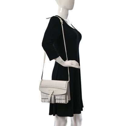 Burberry Grainy Calfskin Broguing Tassel Small Macken Crossbody Bag Chalk White 2 of 14