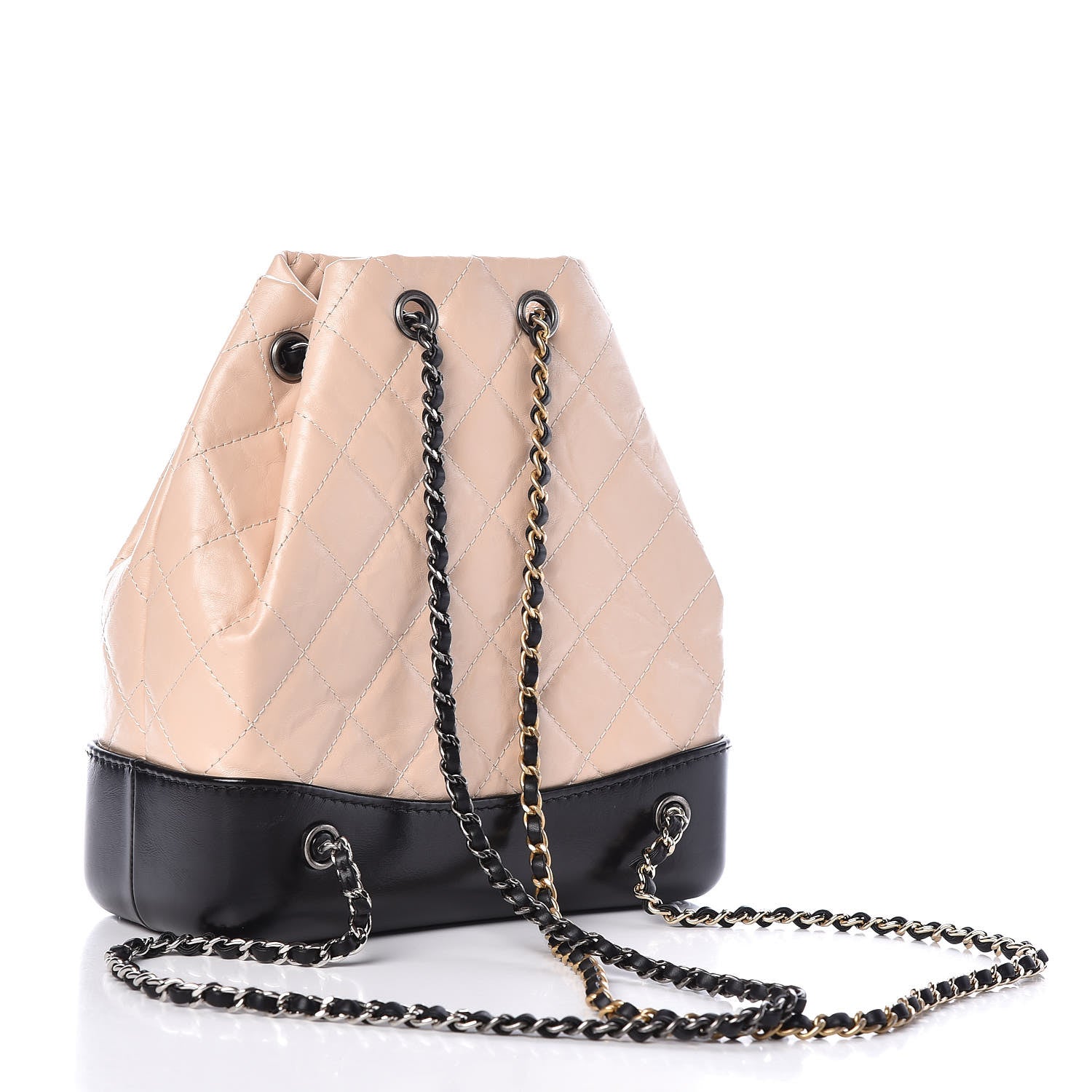 Chanel Aged Calfskin Quilted Small Gabrielle Backpack Beige Black 3 of 10