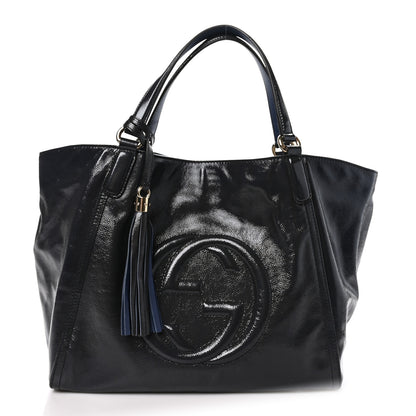 Gucci Vernice Naplack Medium Soho Chain Shoulder Bag Uniform Blue 1 of 10