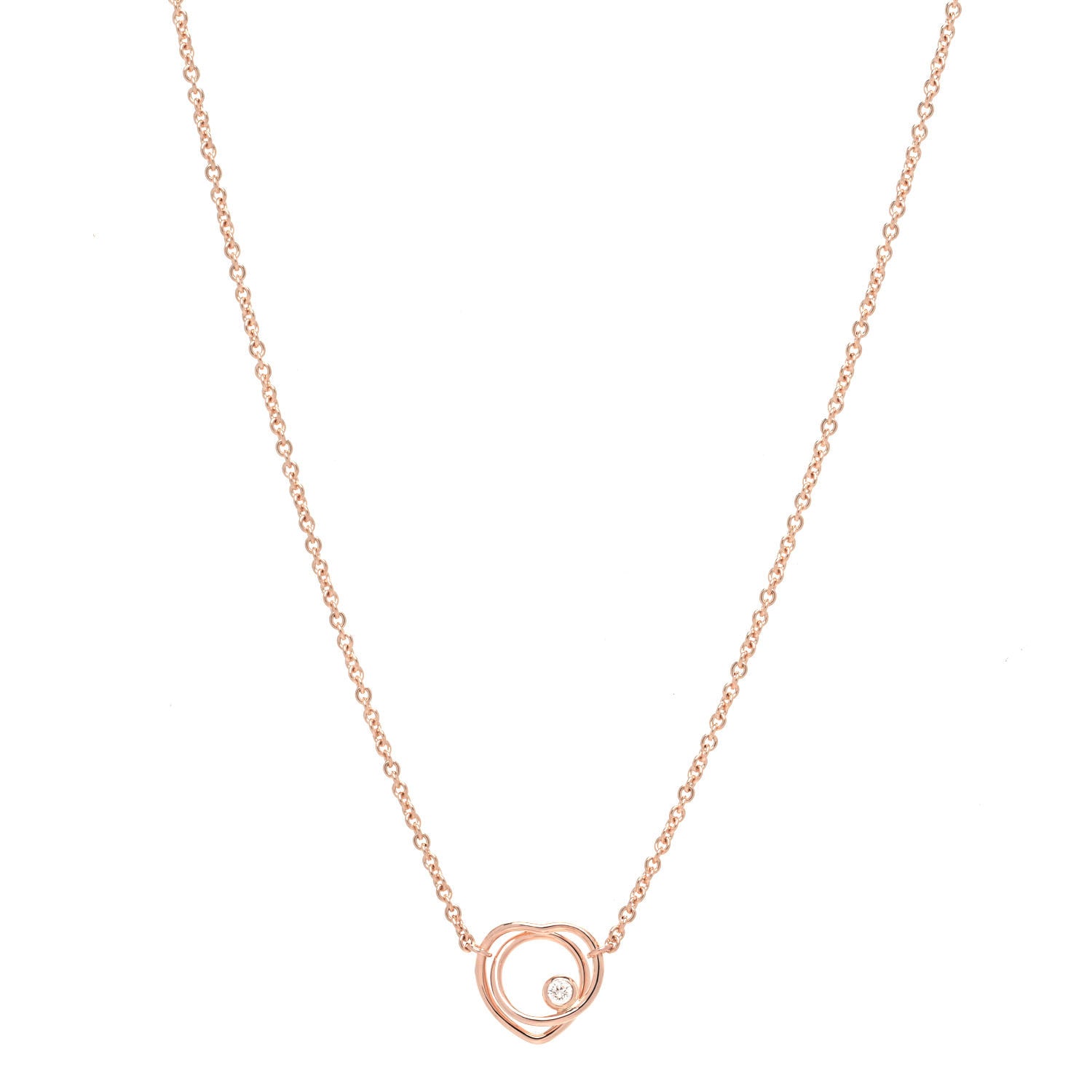 Hermes 18K Rose Gold Diamond TPM Vertige Coeur Necklace ST 1 of 7