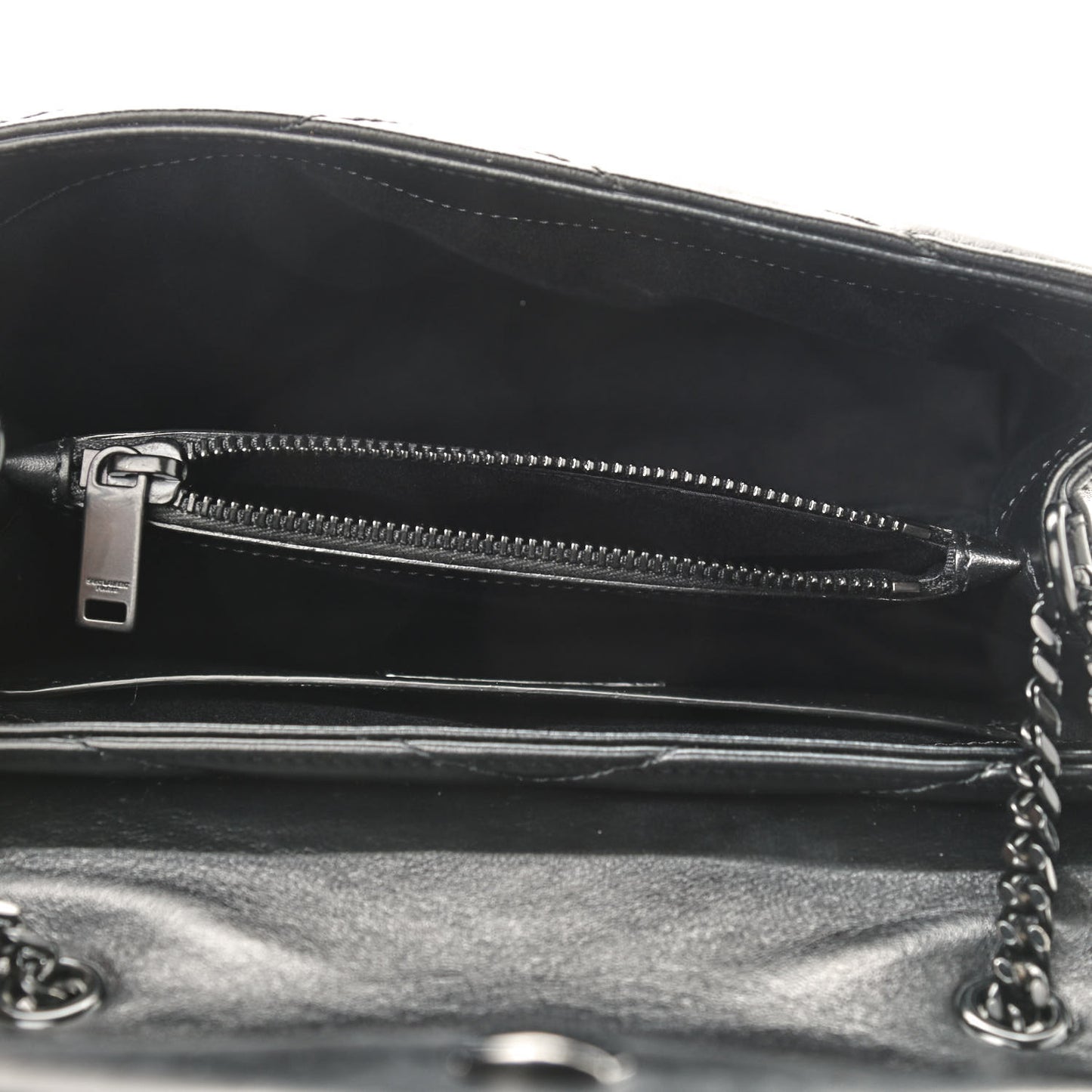 Calfskin Y Quilted Monogram Small Loulou Chain Satchel Black
