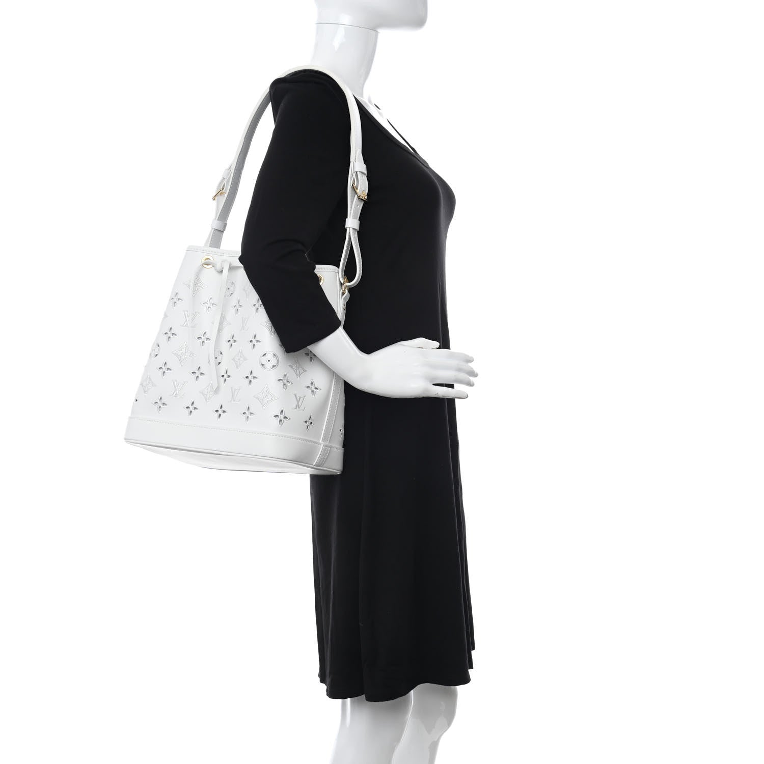 Louis Vuitton Calfskin Monogram Cutout Petit Noe White 2 of 10
