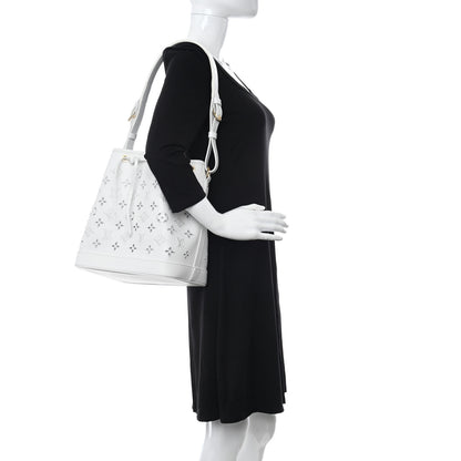 Louis Vuitton Calfskin Monogram Cutout Petit Noe White 2 of 10