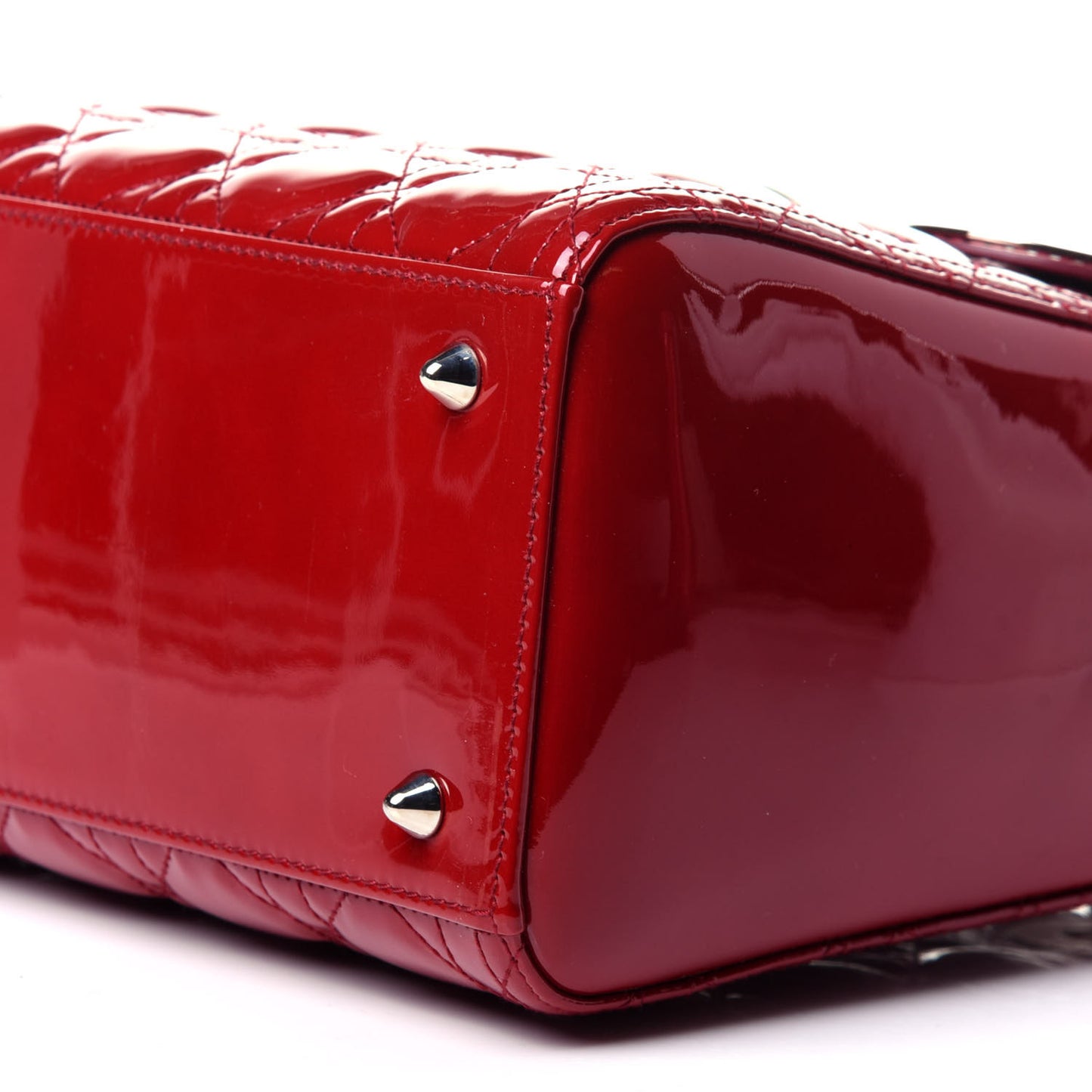 Patent Cannage Medium Lady Dior Red