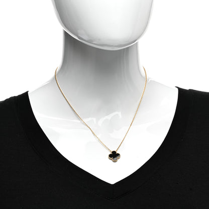 Van Cleef & Arpels 18K Yellow Gold Black Onyx Vintage Alhambra Pendant Necklace 2 of 6