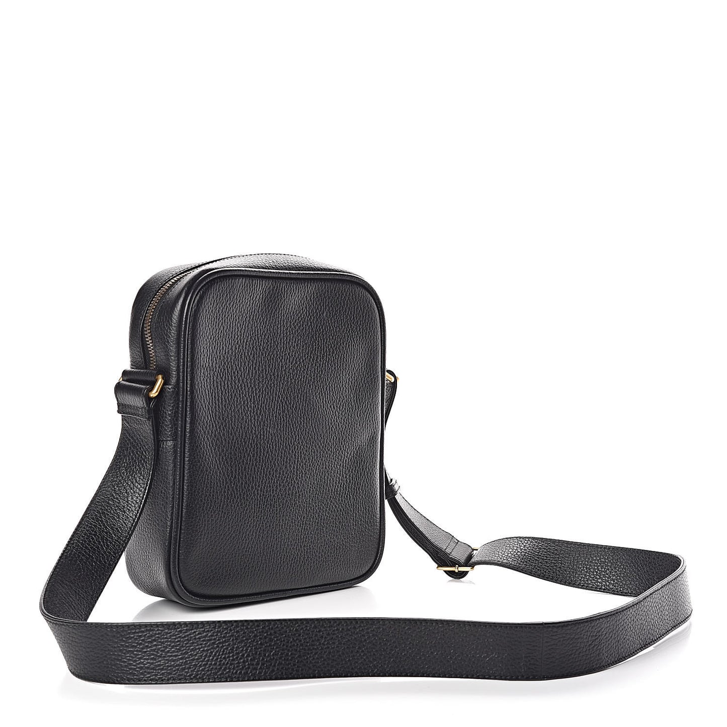 Grained Calfskin Logo Messenger Bag Black