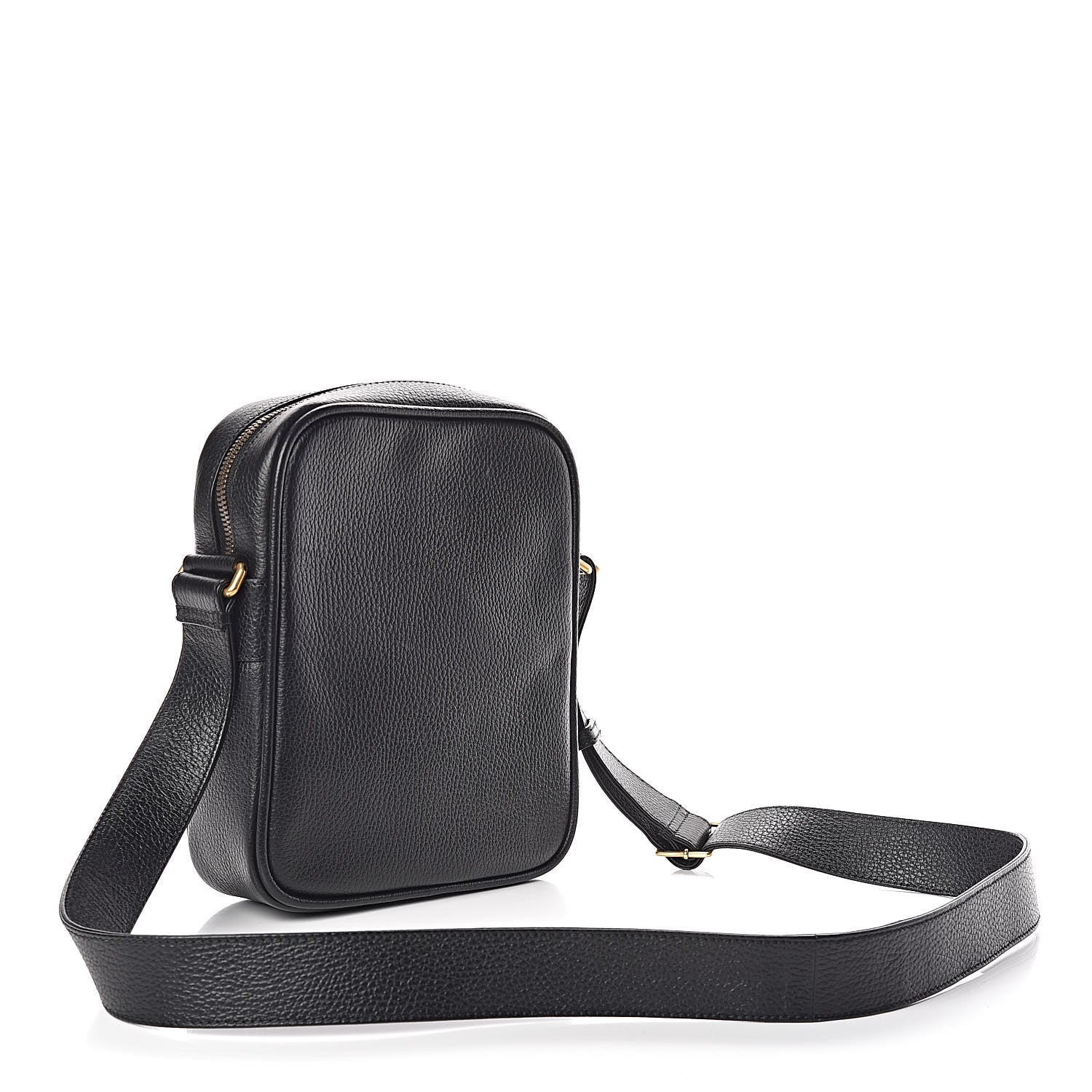 Gucci Grained Calfskin Logo Messenger Bag Black 3 of 9