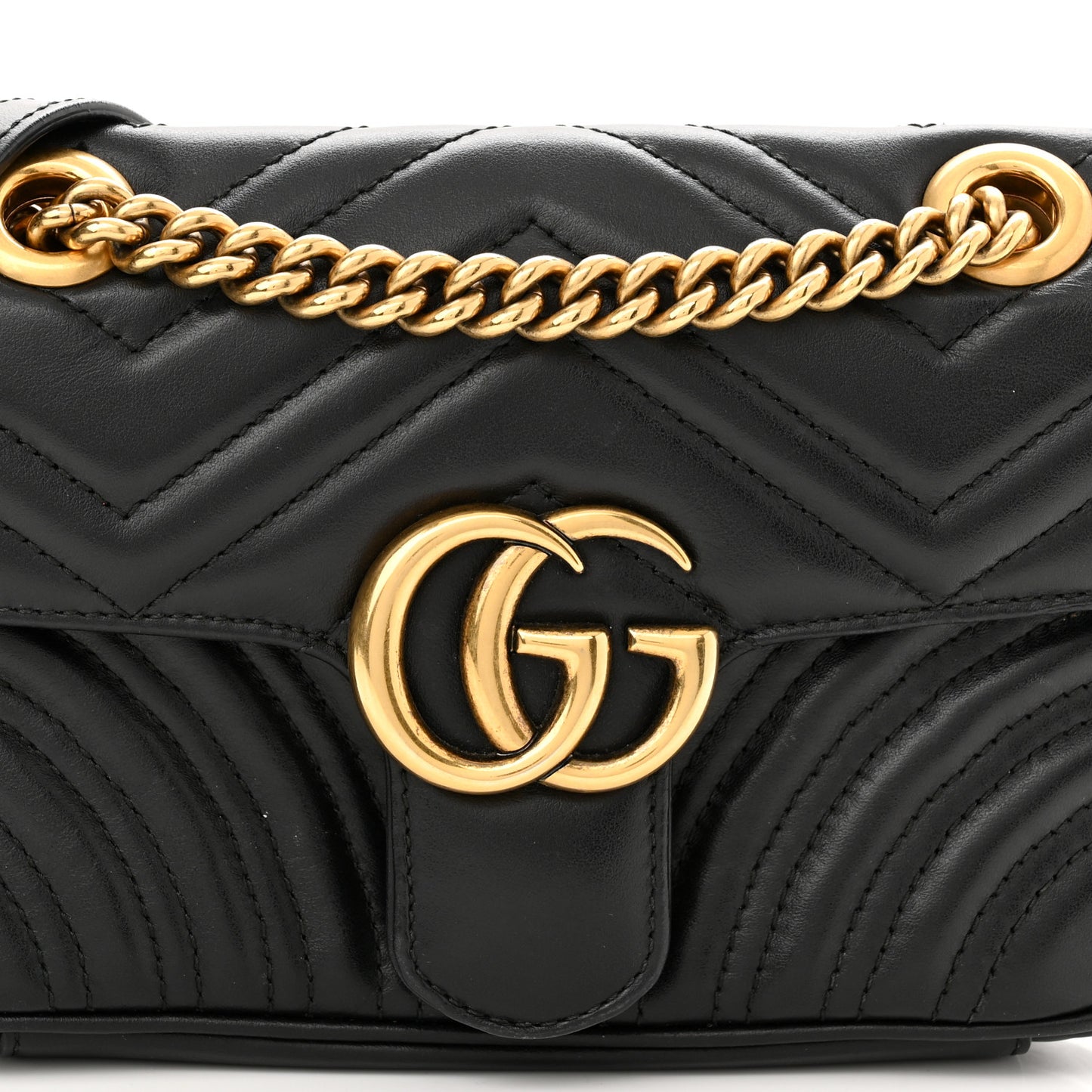 Calfskin Matelasse Mini GG Marmont Shoulder Bag Black