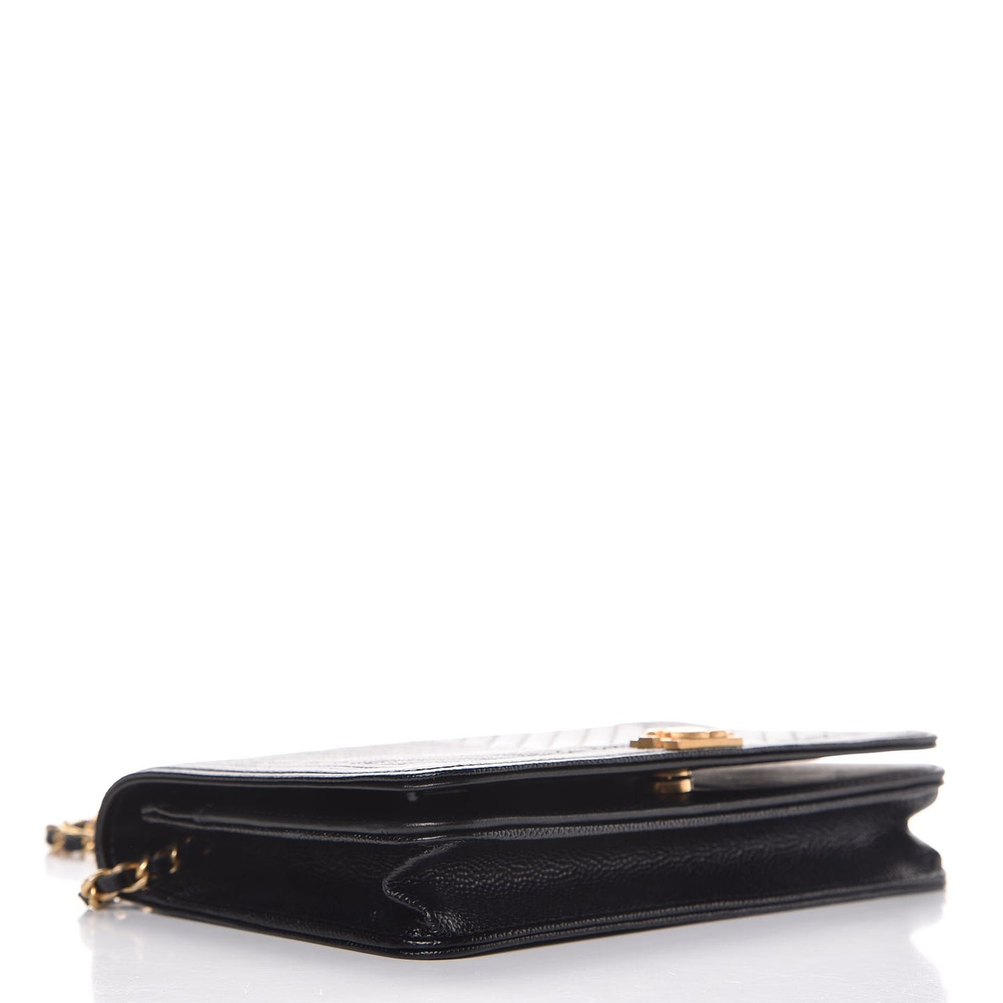 Caviar Chevron Quilted Boy Wallet On Chain WOC Black