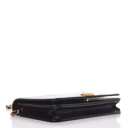 Chanel Caviar Chevron Quilted Boy Wallet On Chain WOC Black 4 of 9