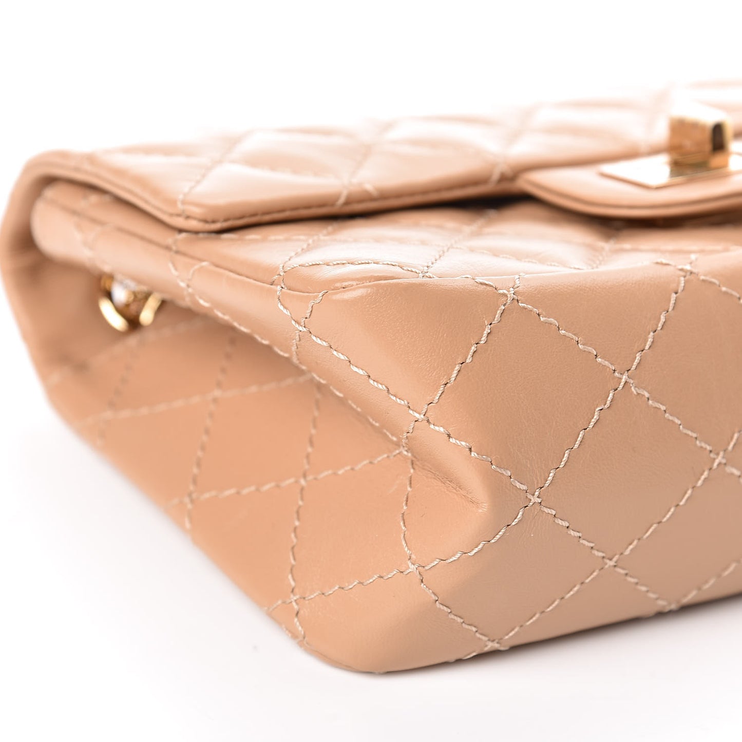 Aged Calfskin Quilted 2.55 Reissue Mini Flap Beige