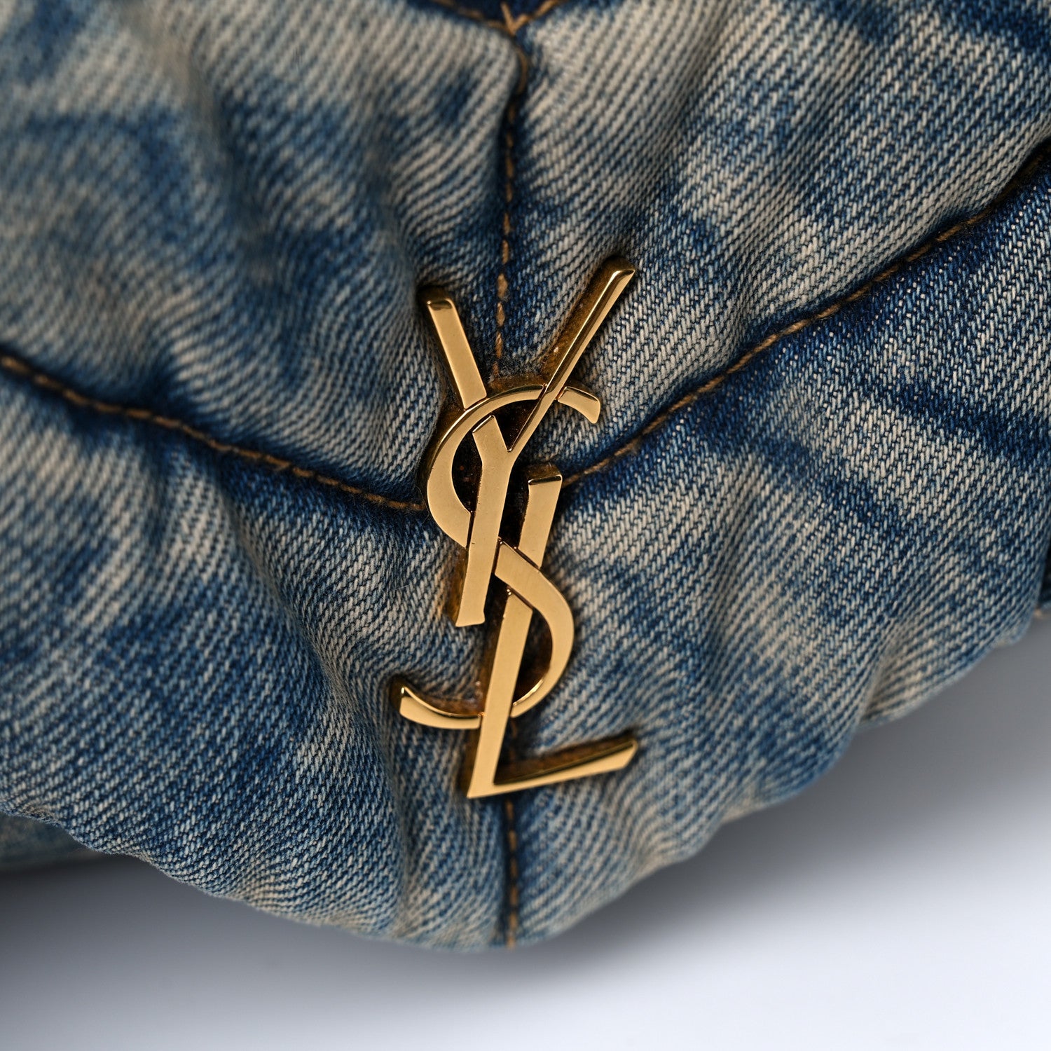 Saint Laurent Denim Quilted Toy Loulou Puffer Monogram Chain Satchel Blue Cinnamon 11 of 13