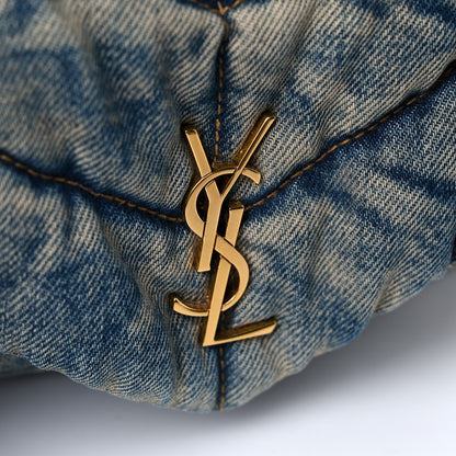 Saint Laurent Denim Quilted Toy Loulou Puffer Monogram Chain Satchel Blue Cinnamon 11 of 13