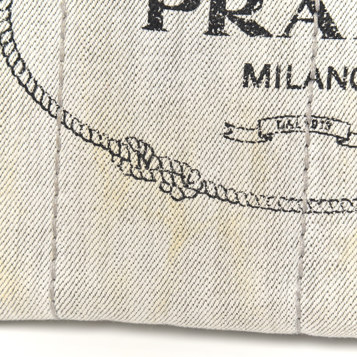 Prada Denim Small Logo Tote Bianco 13 of 14