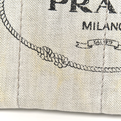 Prada Denim Small Logo Tote Bianco 13 of 14