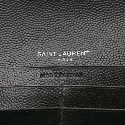 Saint Laurent Grain De Poudre Matelasse Chevron Monogram Flap Wallet Black 6 of 9