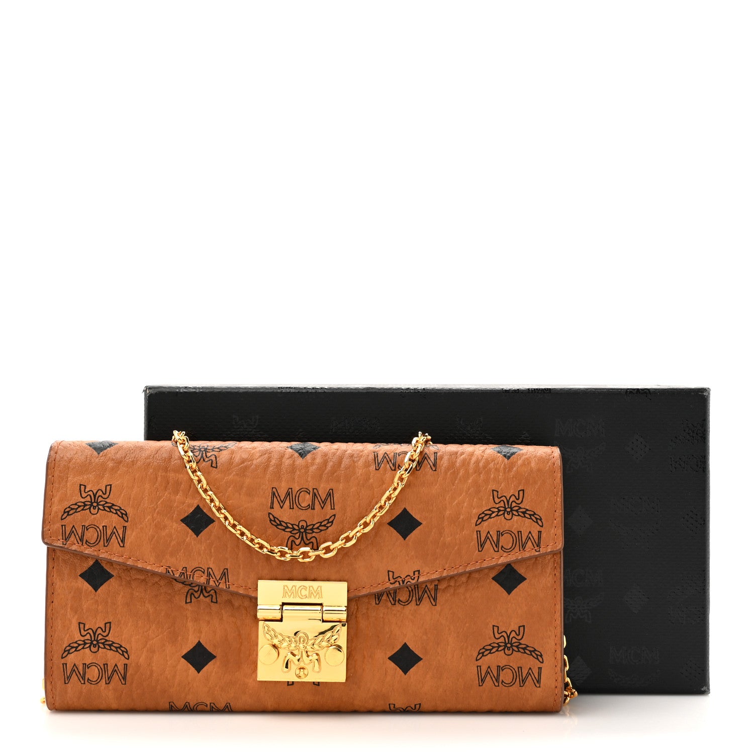 MCM Visetos Large Patricia Wallet On Chain Cognac 12 of 12