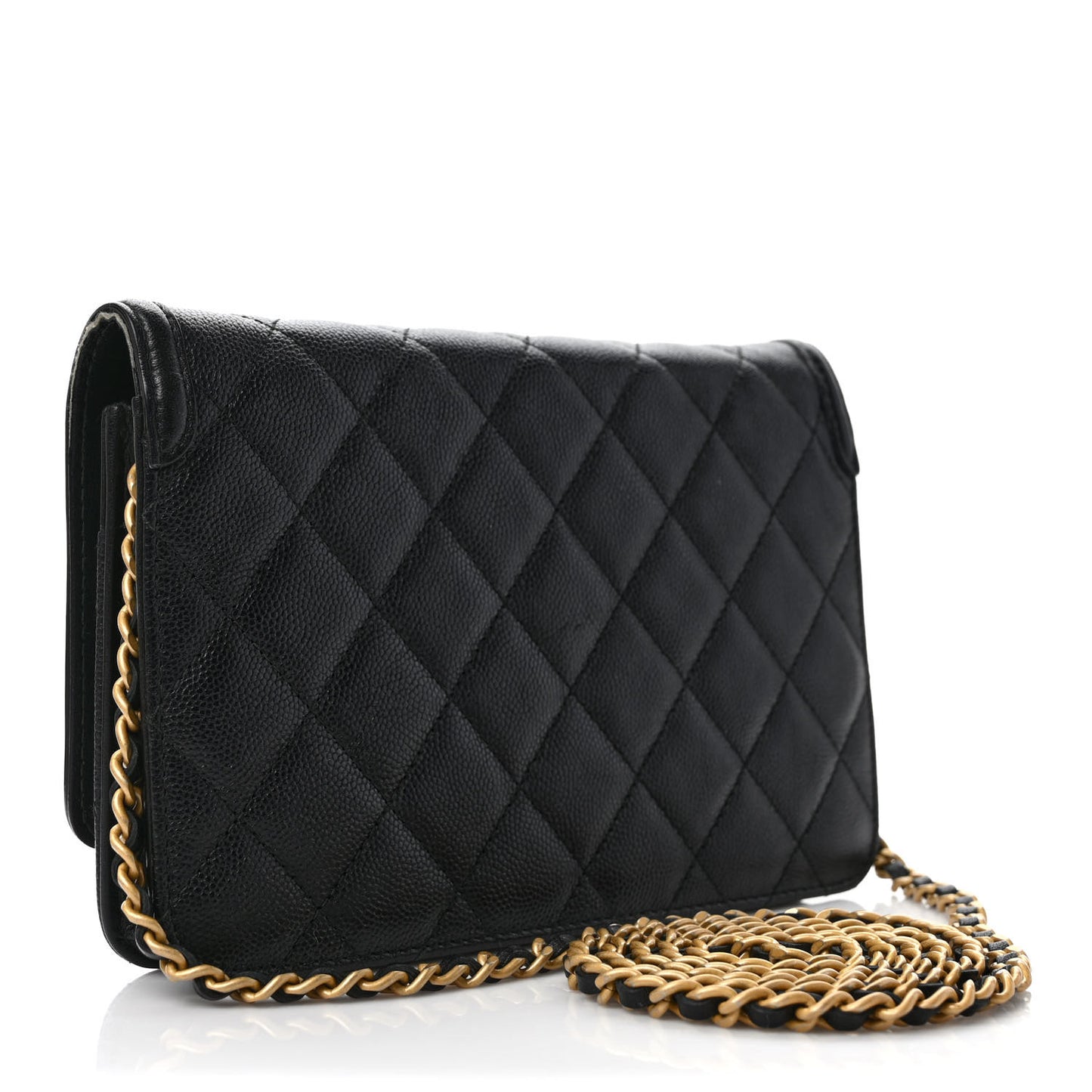 Caviar Quilted CC Filigree Wallet On Chain WOC Black