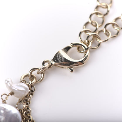 Chanel Pearl Crystal CC Long Necklace Gold 4 of 5