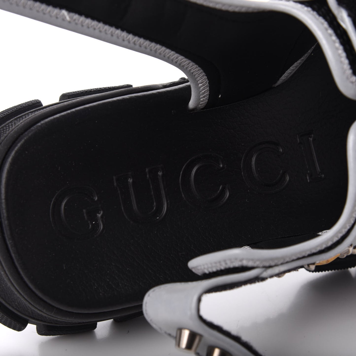 Technical Canvas Calfskin Reflective Studded Mens Aguru Sandals 9 Silver Black