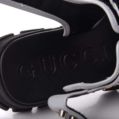 Gucci Technical Canvas Calfskin Reflective Studded Mens Aguru Sandals 9 Silver Black 6 of 8