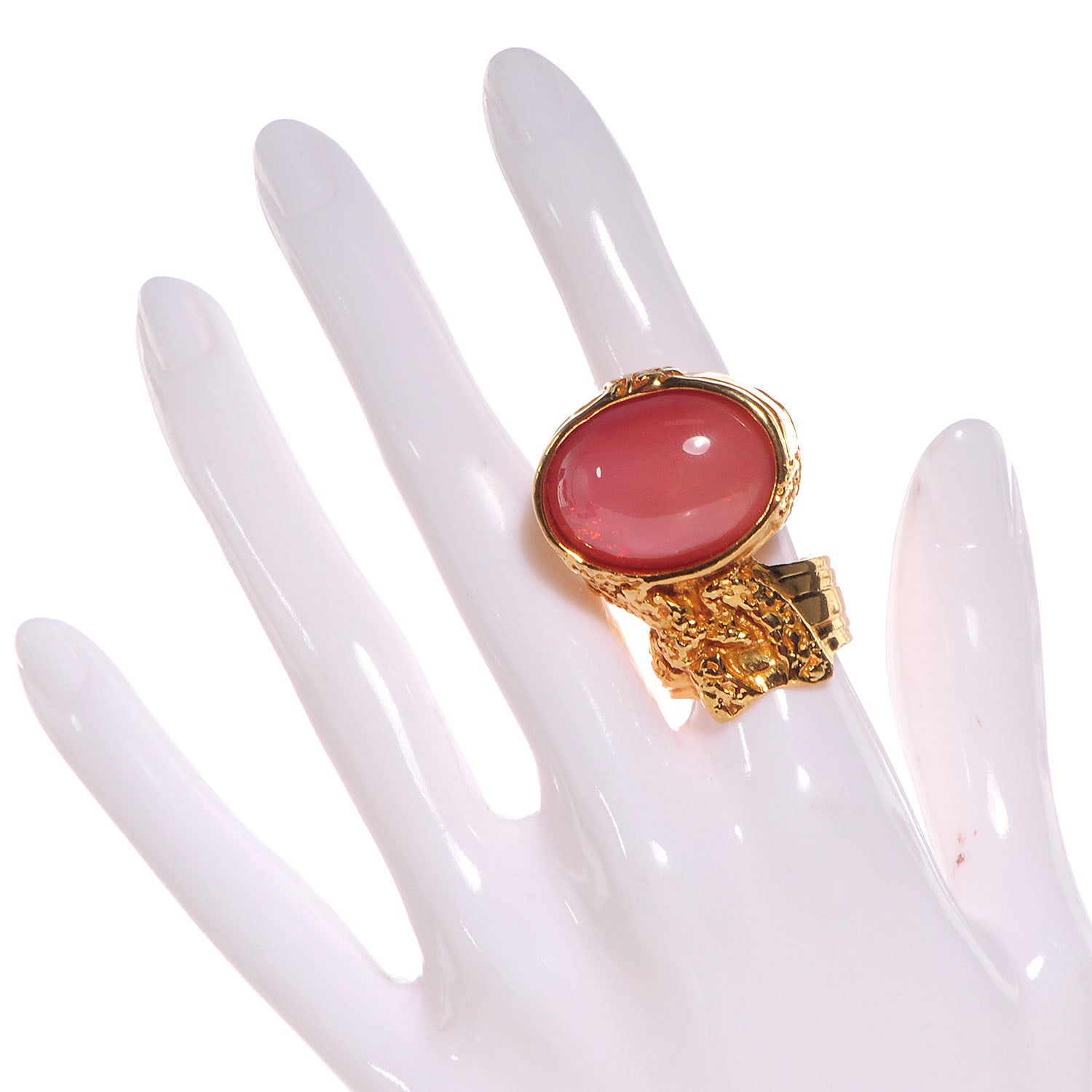 Saint Laurent Arty Ring Gold Dark Pink 2 of 5