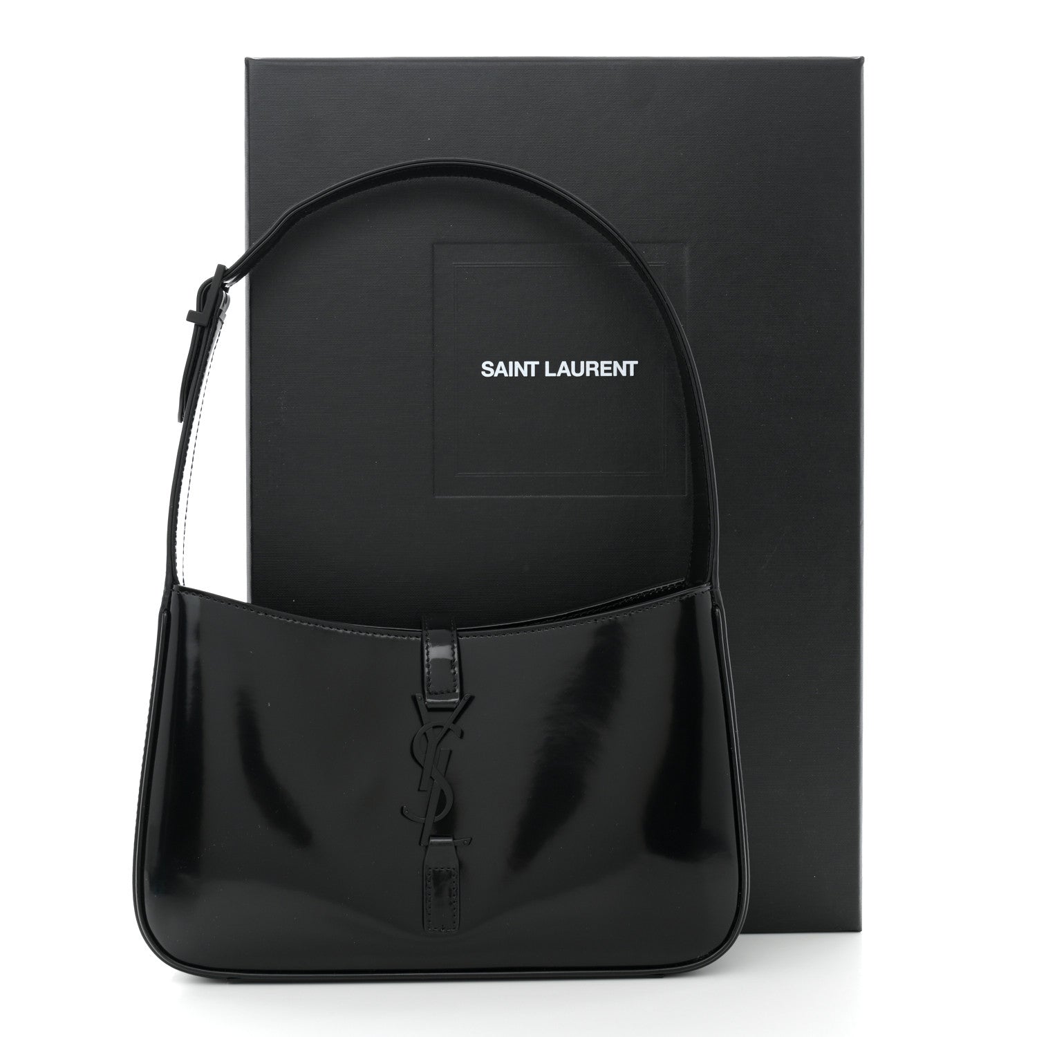 Saint Laurent Patent Le 5 A 7 Monochrome Hobo Black 11 of 11