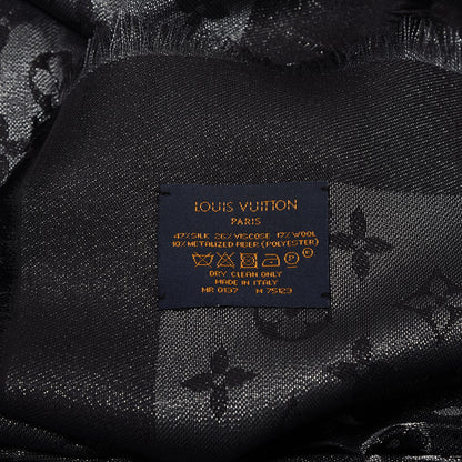 Louis Vuitton Silk Lurex Wool Monogram Shine Shawl Black 6 of 6