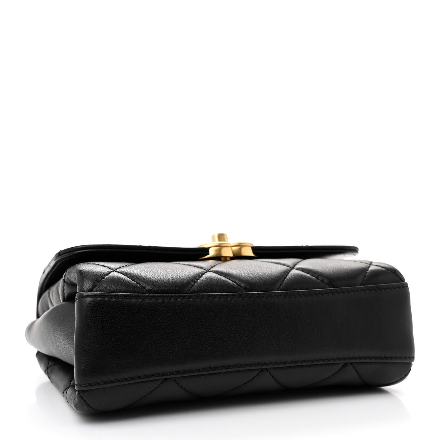 Lambskin Quilted Mini CC Crystal Logo Chain Flap Black