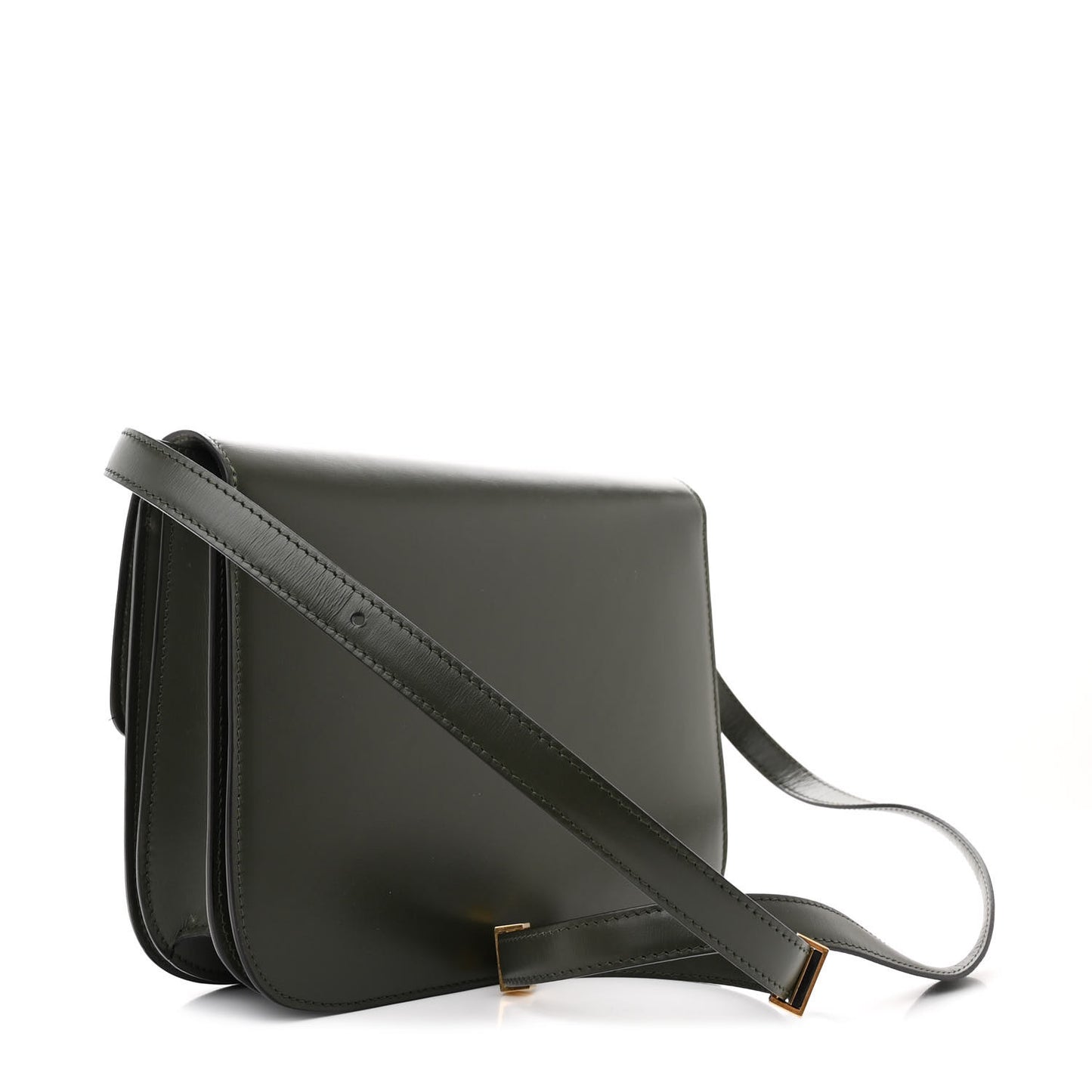 Box Calfskin Medium Classic Box Flap Bag Khaki