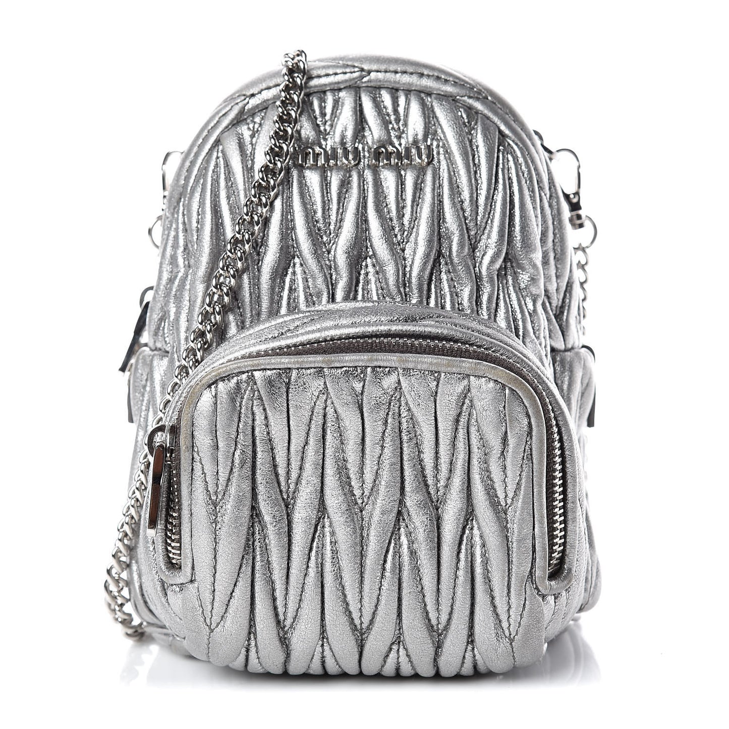 Metallic Nappa Matelasse Lux Mini Backpack Cromo