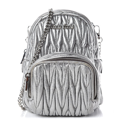 Miu Miu Metallic Nappa Matelasse Lux Mini Backpack Cromo 1 of 10