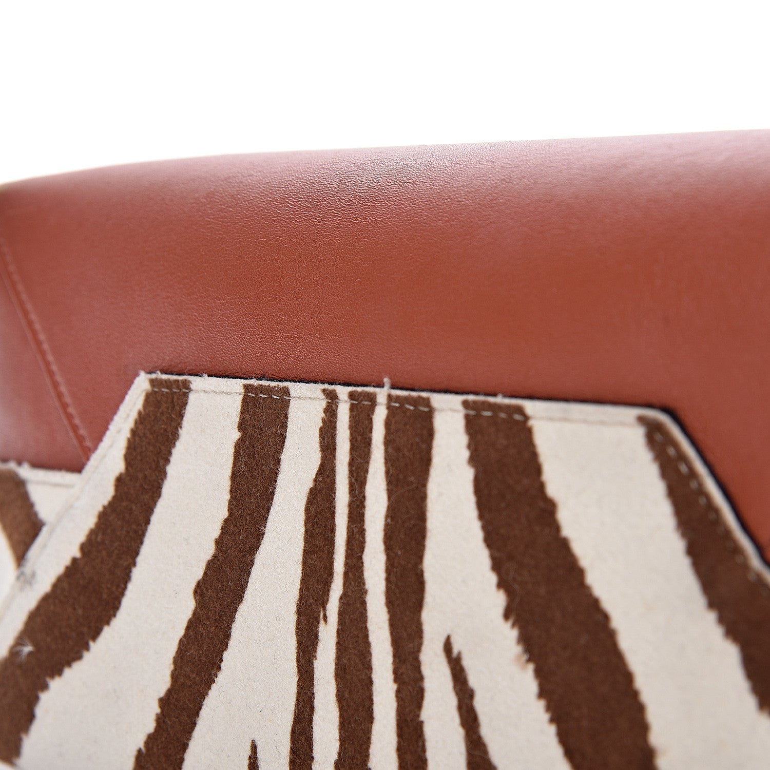 Celine Shiny Smooth Calfskin Zebra Printed Felt Small Twisted Cabas Chalk Brick 25 of 28