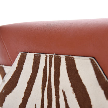 Celine Shiny Smooth Calfskin Zebra Printed Felt Small Twisted Cabas Chalk Brick 25 of 28