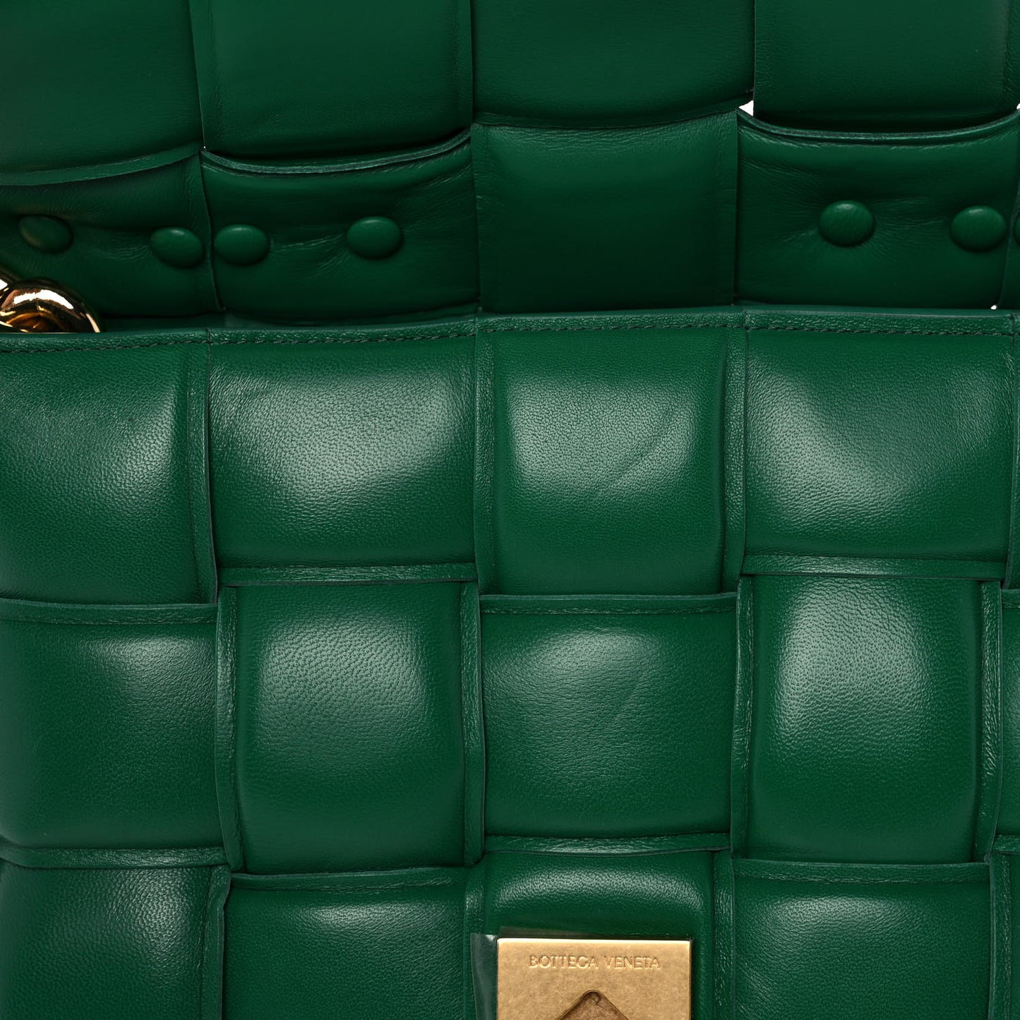 Lambskin Maxi Intreccio Padded Chain Cassette Crossbody Bag Racing Green