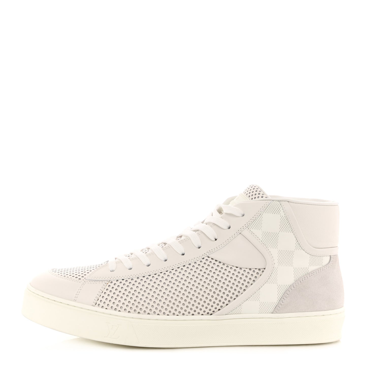 Damier Azur Perforated Mens High Top Player Sneaker 8 White