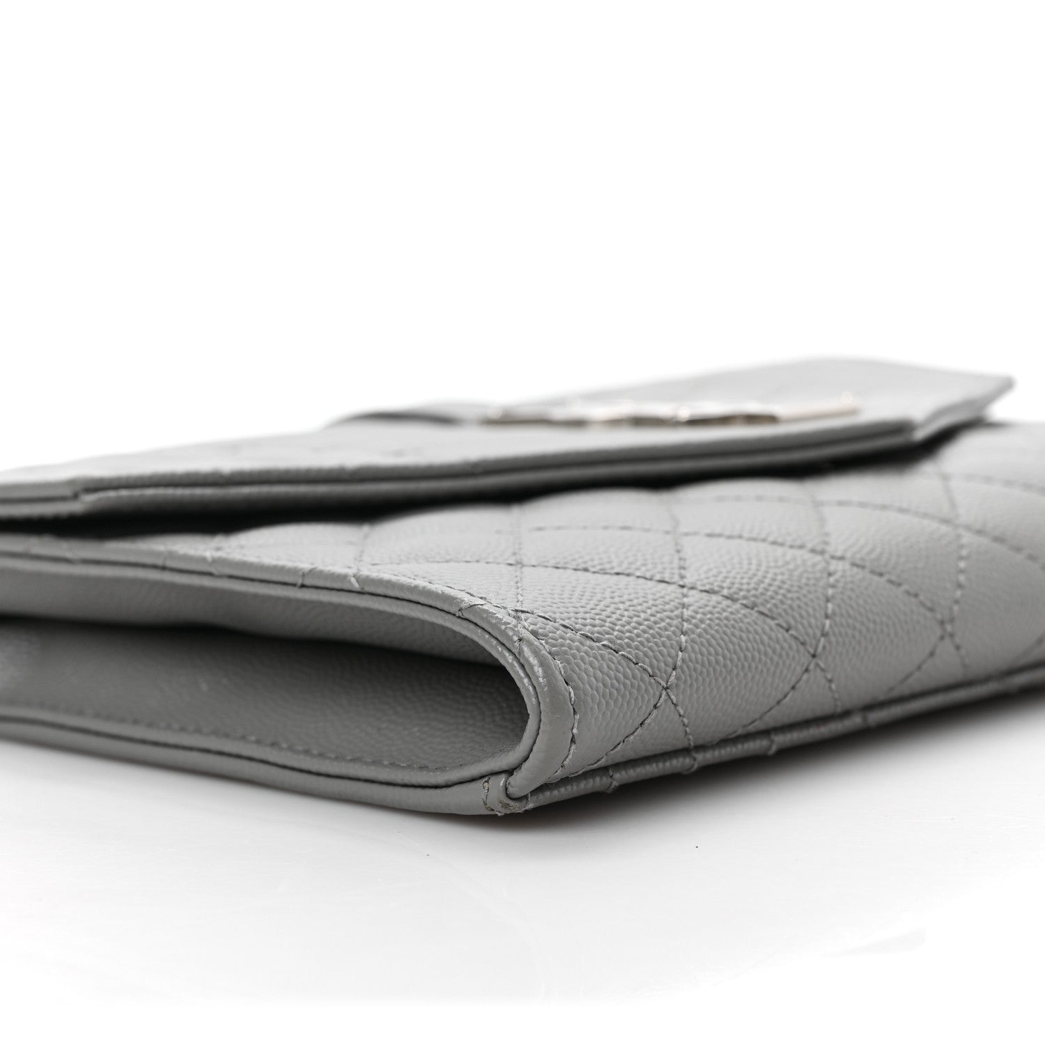 Saint Laurent Grain De Poudre Textured Mixed Matelasse Triquilt Monogram Clutch Storm 6 of 7