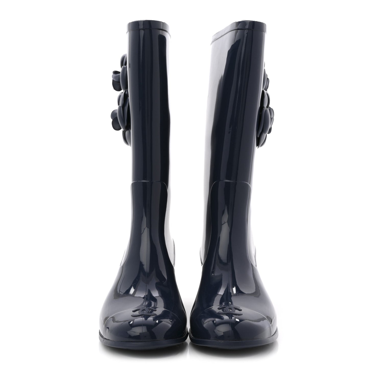 Rubber Camellia Rain Boots 39 Dark Blue