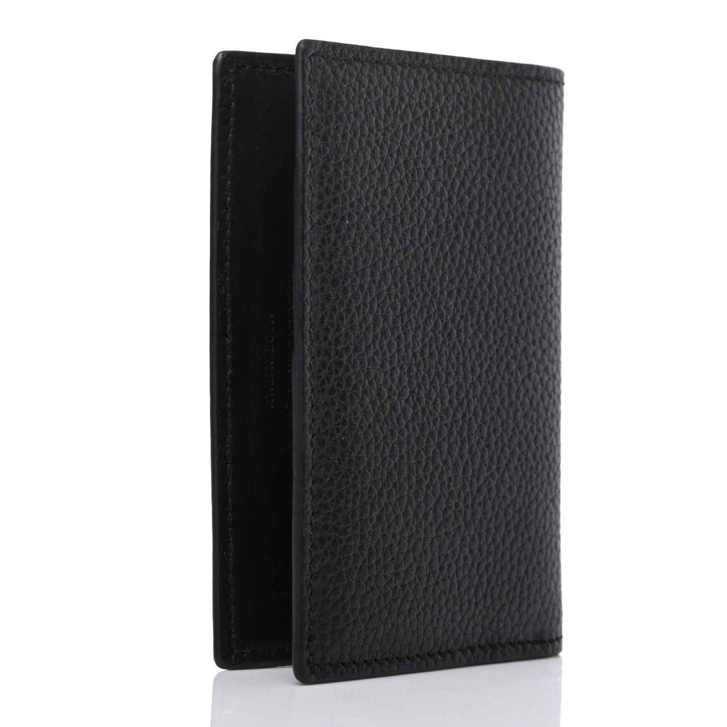 Grained Calfskin Skull Card Holder Black