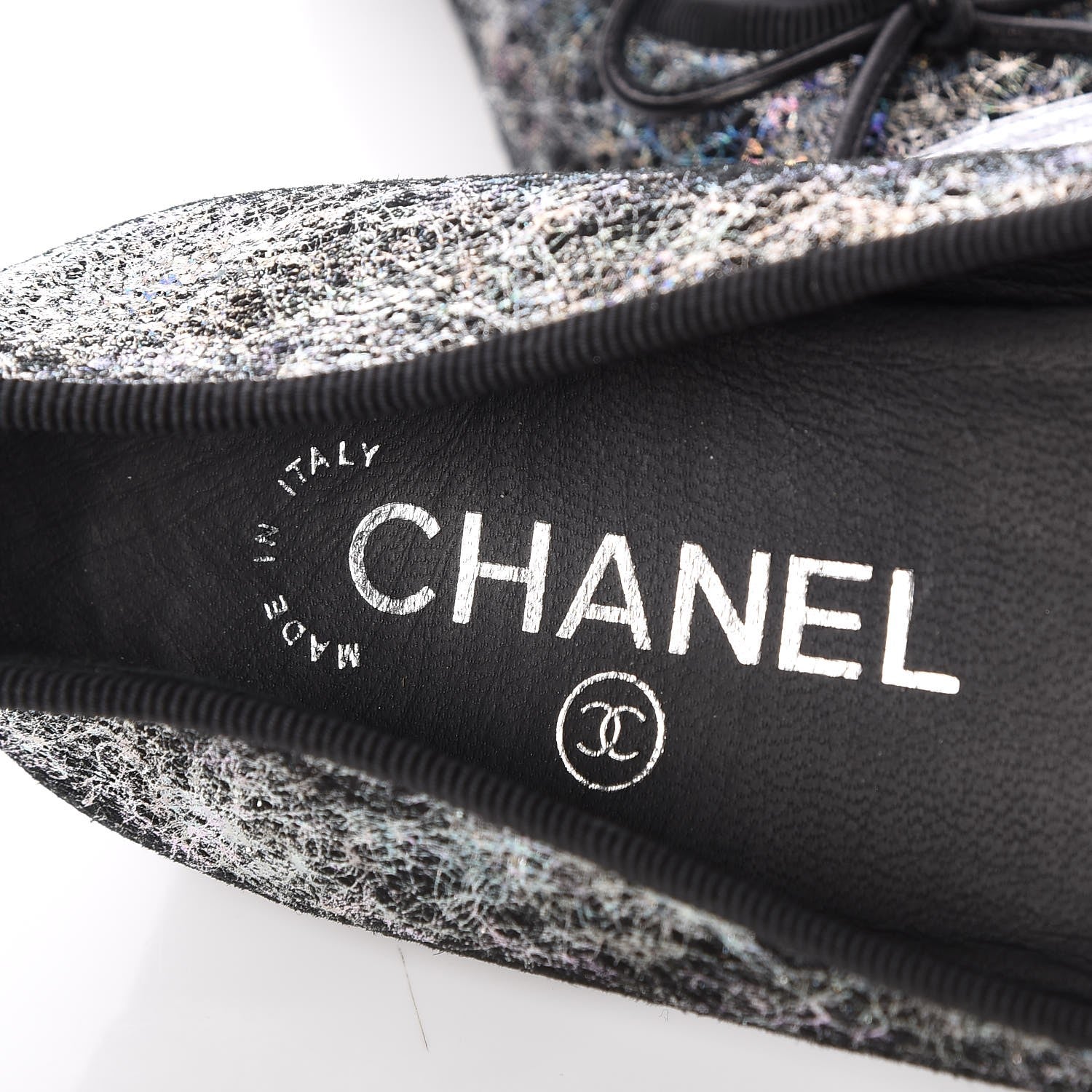 Chanel Metallic Calfskin Hologram Cap Toe Ballerina Flats 36 Silver 7 of 8