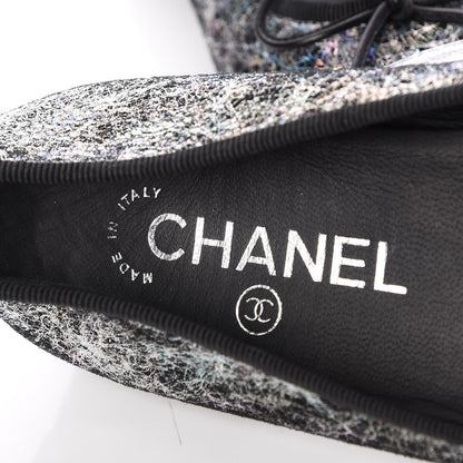Chanel Metallic Calfskin Hologram Cap Toe Ballerina Flats 36 Silver 7 of 8