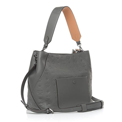 MCM Grained Calfskin Medium Klara Hobo Charcoal 3 of 10