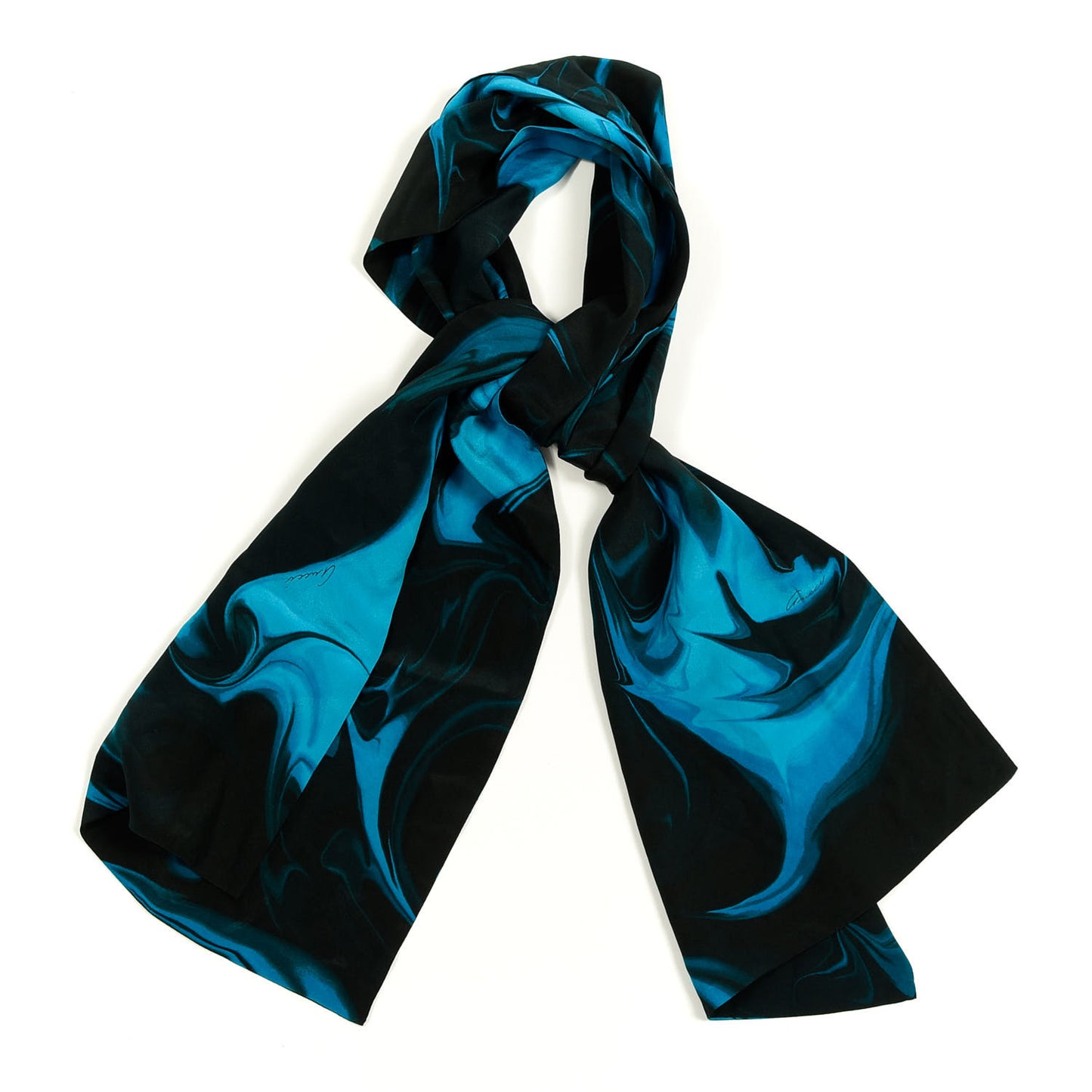 Silk Scarf Blue Black
