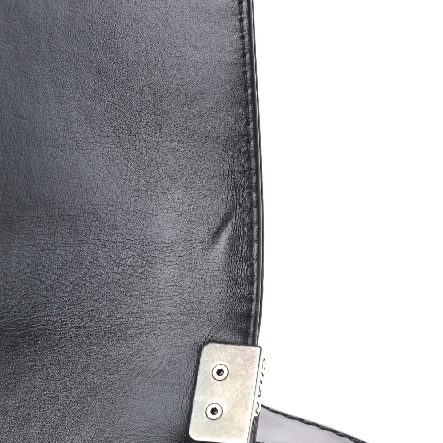 Patent Calfskin Quilted Medium Boy Flap Black