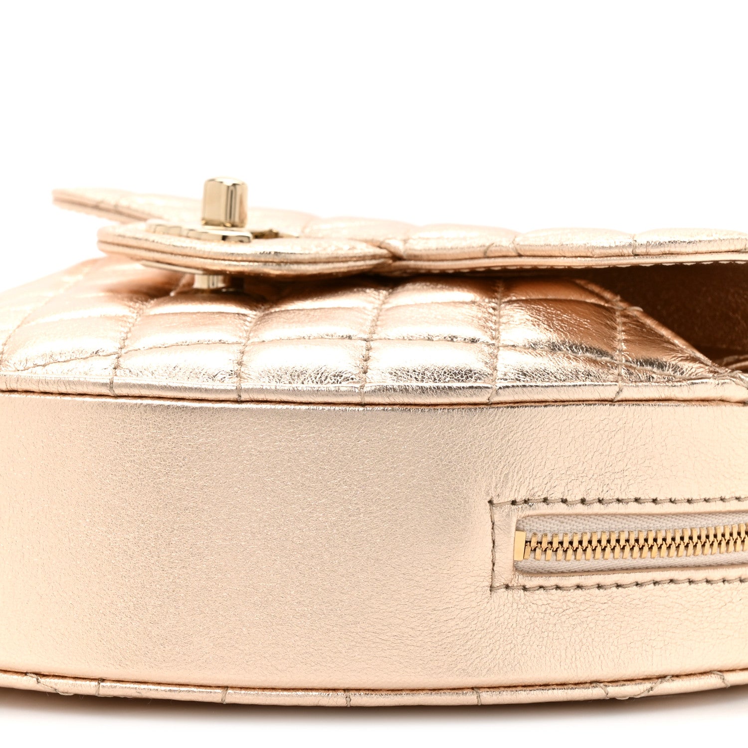 Chanel Metallic Lambskin Quilted CC In Love Heart Bag Gold 9 of 11