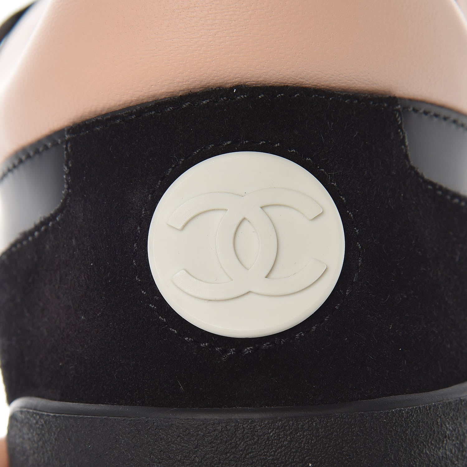 Chanel Nylon Calfskin Suede CC Womens Sneakers 37.5 Pink Black 7 of 11