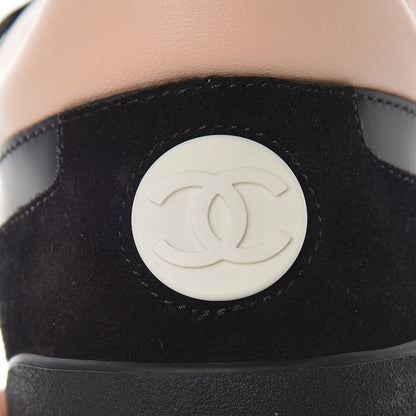Chanel Nylon Calfskin Suede CC Womens Sneakers 37.5 Pink Black 7 of 11
