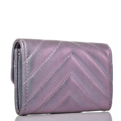 Chanel Iridescent Lambskin Chevron Quilted Reissue Card Holder Light Purple 3 of 9